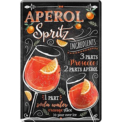 ART 126 Plaque décorative en tôle Motif recette du cocktail Aperol Spritz 20 x 30 cm Décoration pour maison, bar, fête et cave ART 126 Plaque décorative en tôle Motif recette du cocktail Aperol Spritz 20 x 30 cm Décoration pour maison, bar, fête et cave