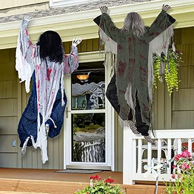 JOYIN Lot de 2 décorations murales pour Halloween, escalade, zombies, 80 cm, accessoires de maison hantée, décoration d'extérieur JOYIN Lot de 2 décorations murales pour Halloween, escalade, zombies, 80 cm, accessoires de maison hantée, décoration d'extérieur