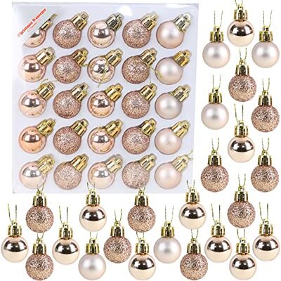 Christmas Concepts Paquet de 25 Brillant, Matt & Glitter Mini Christmas Tree Baubles (Champagne) Christmas Concepts Paquet de 25 Brillant, Matt & Glitter Mini Christmas Tree Baubles (Champagne)
