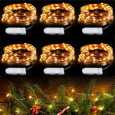 EMOS Guirlande Micro LED Fil de Cuivre 6m, 60 LED CR2032, Blanc Chaud Lumineuse pour Chambre, Intérieur Déco, Mariage, Noël, Fête Lot de 6 Pièces EMOS Guirlande Micro LED Fil de Cuivre 6m, 60 LED CR2032, Blanc Chaud Lumineuse pour Chambre, Intérieur Déco, Mariage, Noël, Fête Lot de 6 Pièces