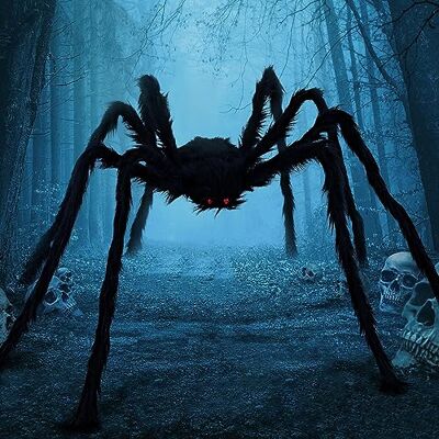 JOYIN Araignée géante pour Halloween 200 cm Avec yeux rouges Grande araignée en peluche noire Pour l'extérieur et l'intérieur Décoration pour fête, jardin et maison JOYIN Araignée géante pour Halloween 200 cm Avec yeux rouges Grande araignée en peluche noire Pour l'extérieur et l'intérieur Décoration pour fête, jardin et maison