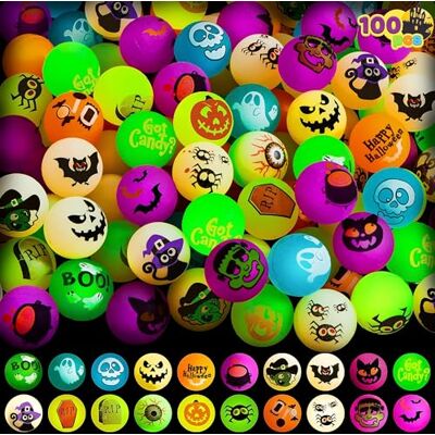 JOYIN Lot de 100 balles rebondissantes phosphorescentes pour Halloween, jouets pour enfants pour les tours ou les friandises JOYIN Lot de 100 balles rebondissantes phosphorescentes pour Halloween, jouets pour enfants pour les tours ou les friandises