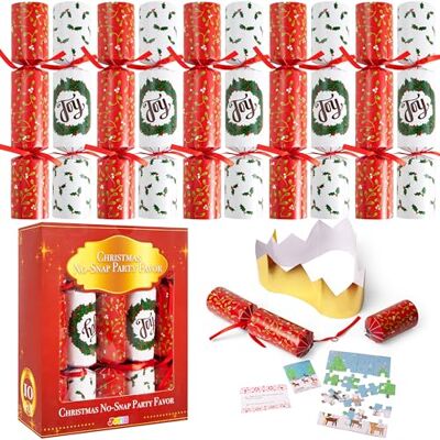 JOYIN Lot de 10 crackers pour Noël (25,4 cm), table de fête avec design de Noël classique, chapeau de fête, blague et petit cadeau à l'intérieur, pour Noël, dîner JOYIN Lot de 10 crackers pour Noël (25,4 cm), table de fête avec design de Noël classique, chapeau de fête, blague et petit cadeau à l'intérieur, pour Noël, dîner