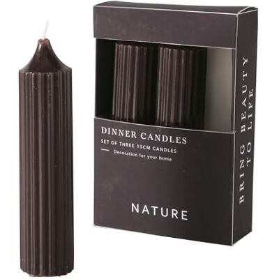 Boltze Riffly 2053022 Lot de 3 bougies à tige en cire, design moderne, surface striée, noire, 15 cm, décoration Boltze Riffly 2053022 Lot de 3 bougies à tige en cire, design moderne, surface striée, noire, 15 cm, décoration