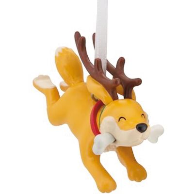 Hallmark Décoration de Noël en forme de chien avec bois de renne Hallmark Décoration de Noël en forme de chien avec bois de renne