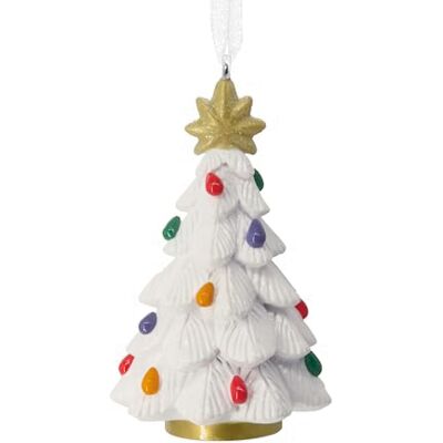Hallmark White Vintage Christmas Tree with Lights Christmas Ornament Hallmark White Vintage Christmas Tree with Lights Christmas Ornament