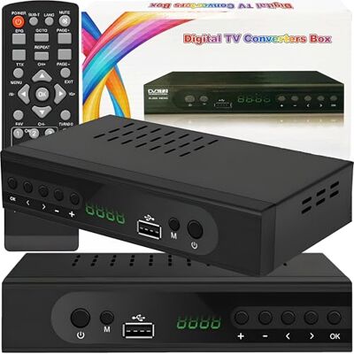 Retoo DVB-T2 Récepteur TV terrestre Full HD avec HDMI et télécommande, récepteur numérique avec H.265 HEVC, lecteur multimédia avec fonction d'enregistrement Noir Retoo DVB-T2 Récepteur TV terrestre Full HD avec HDMI et télécommande, récepteur numérique avec H.265 HEVC, lecteur multimédia avec fonction d'enregistrement Noir