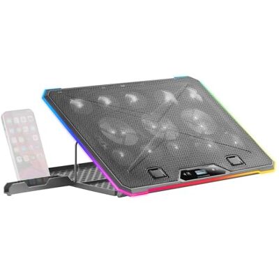Mars Gaming MNBC13, Base de Refroidissement et Support pour Portable jusqu'à 17", Eclairage ARGB 10 Modes, 13x Ventilateurs avec LED Blanc, Ajustable 8 Positions, Ecran LCD, Support Smartphone, Noir Mars Gaming MNBC13, Base de Refroidissement et Support pour Portable jusqu'à 17", Eclairage ARGB 10 Modes, 13x Ventilateurs avec LED Blanc, Ajustable 8 Positions, Ecran LCD, Support Smartphone, Noir