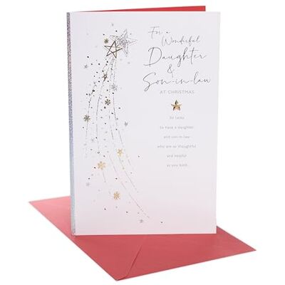 UK Greetings Carte de Noël pour fille et beau-fils Motif étoile filante UK Greetings Carte de Noël pour fille et beau-fils Motif étoile filante