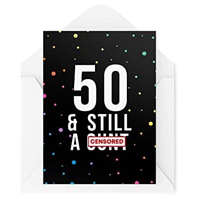 Tongue in Peach Cartes d'anniversaire amusantes 50 & Still A Card Banter Joke Novelty Humour Noir Sweary Insult pour lui, elle, anniversaire important collègue CBH1132 Tongue in Peach Cartes d'anniversaire amusantes 50 & Still A Card Banter Joke Novelty Humour Noir Sweary Insult pour lui, elle, anniversaire important collègue CBH1132