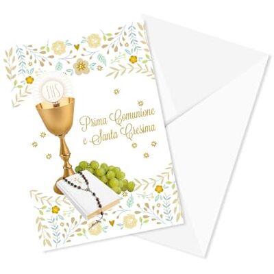 Creative Carte première communion et sainte confirmation, motif floral avec verre doré, 14,8 x 10,5 cm, avec enveloppe Creative Carte première communion et sainte confirmation, motif floral avec verre doré, 14,8 x 10,5 cm, avec enveloppe