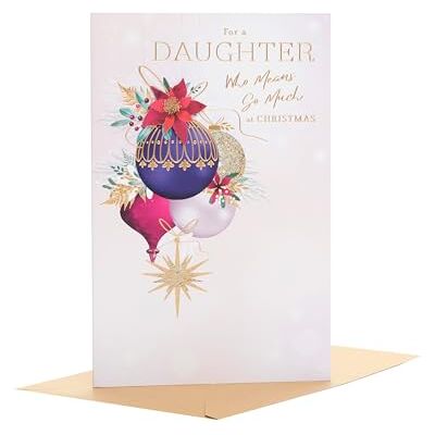 UK Greetings Carte de Noël pour fille Motif boules de Noël UK Greetings Carte de Noël pour fille Motif boules de Noël