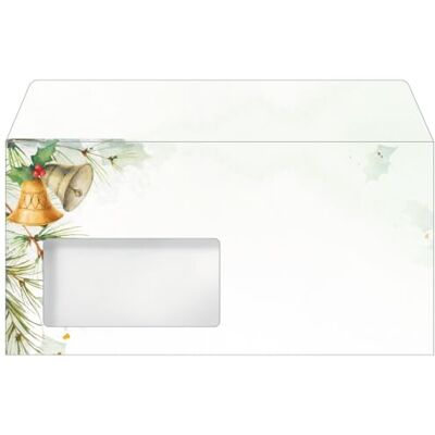 Sigel Enveloppes de Noël 22 x 11 cm DU647, motif « Bells », avec fenêtre, 50 pièces Sigel Enveloppes de Noël 22 x 11 cm DU647, motif « Bells », avec fenêtre, 50 pièces