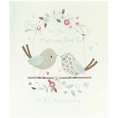 UK Greetings Carte d'anniversaire pour maman et papa – Carte d'anniversaire de mariage pour parents – Carte d'anniversaire de mariage – Carte d'anniversaire de mariage avec oiseaux d'amour UK Greetings Carte d'anniversaire pour maman et papa – Carte d'anniversaire de mariage pour parents – Carte d'anniversaire de mariage – Carte d'anniversaire de mariage avec oiseaux d'amour