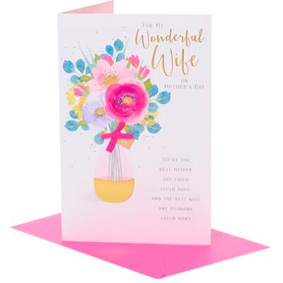 UK Greetings Carte de fête des mères pour femme – Fleurs roses dans un vase UK Greetings Carte de fête des mères pour femme – Fleurs roses dans un vase