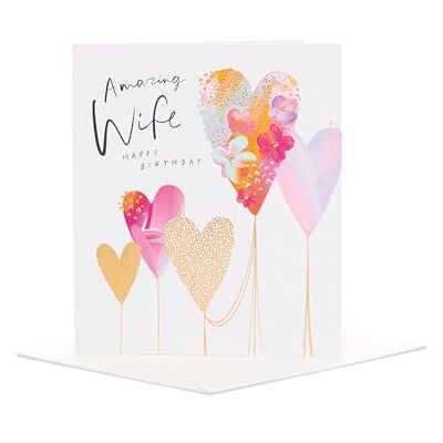 UK Greetings Carte d'anniversaire pour femme – Motif ballons en forme de cœur – De la collection Camden UK Greetings Carte d'anniversaire pour femme – Motif ballons en forme de cœur – De la collection Camden