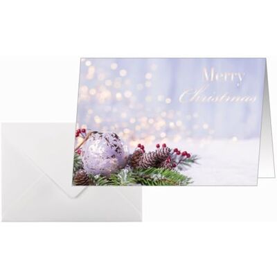 Sigel DS443 Lot de 25 cartes de Noël, motif boule de Noël, violet/vert, format A6, avec enveloppes Sigel DS443 Lot de 25 cartes de Noël, motif boule de Noël, violet/vert, format A6, avec enveloppes