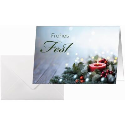 Sigel DS640 Lot de 25 cartes de Noël, motif bougie, vert/rouge, format A6, avec enveloppes Sigel DS640 Lot de 25 cartes de Noël, motif bougie, vert/rouge, format A6, avec enveloppes