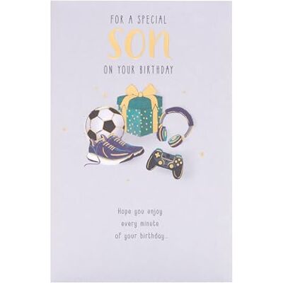 UK Greetings Carte d'anniversaire pour fils – Motif cadeaux – Gamme Thinking of You UK Greetings Carte d'anniversaire pour fils – Motif cadeaux – Gamme Thinking of You