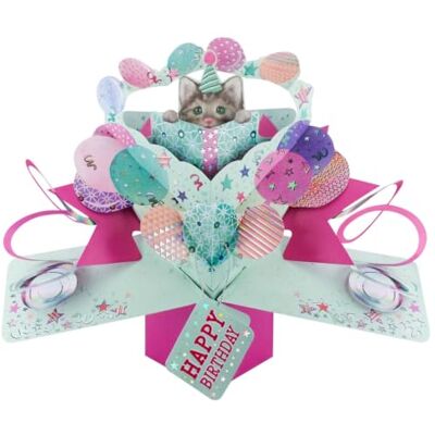 Second Nature POP219 Carte d'anniversaire pop-up en 3D Motif chat avec cadeau Second Nature POP219 Carte d'anniversaire pop-up en 3D Motif chat avec cadeau