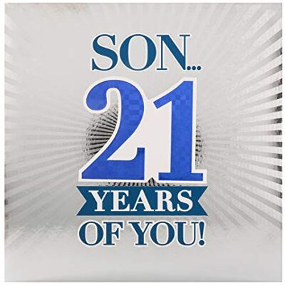 Hallmark Carte d'anniversaire 21 ans pour fils – Motif holographique et texturé Hallmark Carte d'anniversaire 21 ans pour fils – Motif holographique et texturé