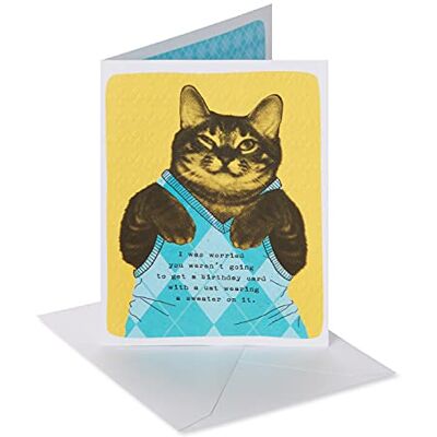 American Greetings Carte d'anniversaire amusante en forme de chat avec flocage American Greetings Carte d'anniversaire amusante en forme de chat avec flocage