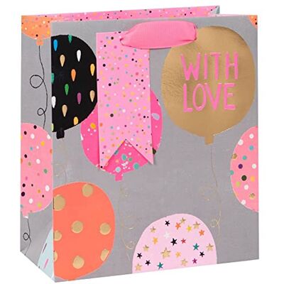 Glick Sac cadeau de luxe de taille moyenne, sac cadeau de célébration, sac cadeau en papier, sac cadeau, sac cadeau de fête, sac cadeau de ballons, sac cadeau, sac cadeau de 200 x 225 x 100 mm, rose Glick Sac cadeau de luxe de taille moyenne, sac cadeau de célébration, sac cadeau en papier, sac cadeau, sac cadeau de fête, sac cadeau de ballons, sac cadeau, sac cadeau de 200 x 225 x 100 mm, rose