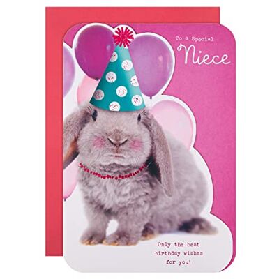 Hallmark Carte d'anniversaire pour nièce – Motif lapin mignon découpé Hallmark Carte d'anniversaire pour nièce – Motif lapin mignon découpé