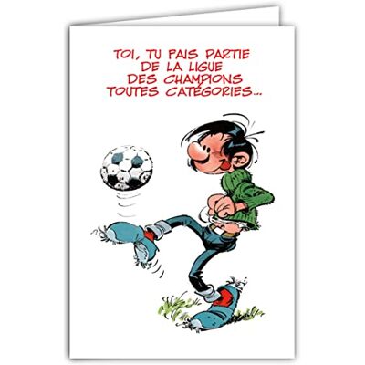 AFIE Gaston Lagaffe GLCT-0109 Carte d'anniversaire avec Motif Football Champion Coupe Champagne AFIE Gaston Lagaffe GLCT-0109 Carte d'anniversaire avec Motif Football Champion Coupe Champagne