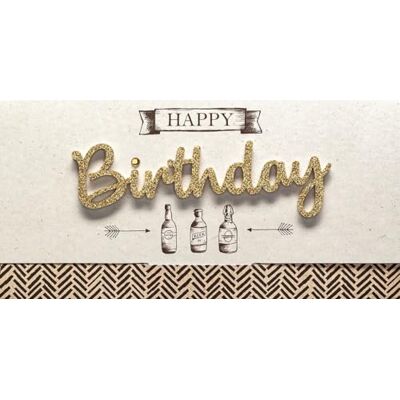 Perleberg Carte d'anniversaire Lettering Surprise – Happy Birthday, bouteilles – 11 x 22 cm Perleberg Carte d'anniversaire Lettering Surprise – Happy Birthday, bouteilles – 11 x 22 cm