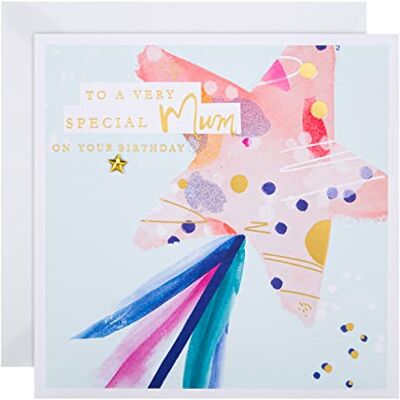 Hallmark Grande carte d'anniversaire pour maman – Motif étoile brillante classique Hallmark Grande carte d'anniversaire pour maman – Motif étoile brillante classique