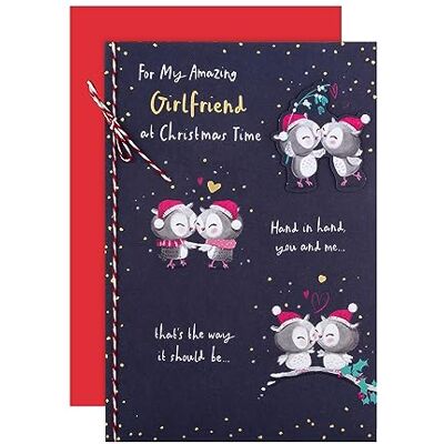 Hallmark Carte de Noël pour petite amie – Motif chouettes illustrées Hallmark Carte de Noël pour petite amie – Motif chouettes illustrées