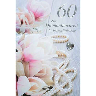 bsb Carte de mariage diamantée Carte de vœux 60e anniversaire de mariage avec motif floral Carte de mariage diamantée Cadeau de mariage Carte de mariage en diamant 11,5 x 17,0 cm bsb Carte de mariage diamantée Carte de vœux 60e anniversaire de mariage avec motif floral Carte de mariage diamantée Cadeau de mariage Carte de mariage en diamant 11,5 x 17,0 cm