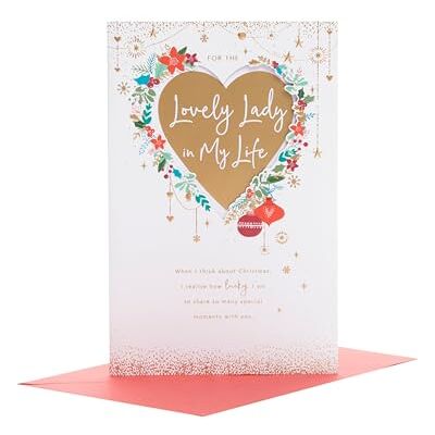 UK Greetings Carte de Noël pour elle/partenaire – Motif cœur doré UK Greetings Carte de Noël pour elle/partenaire – Motif cœur doré