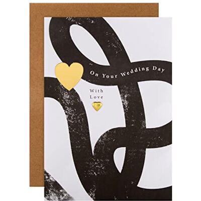 Hallmark Carte de mariage Motif contemporain avec cœurs d'amour Hallmark Carte de mariage Motif contemporain avec cœurs d'amour