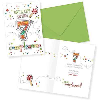 Creative Carte d'anniversaire 7 ans fille enfant coloré 30-009 Creative Carte d'anniversaire 7 ans fille enfant coloré 30-009