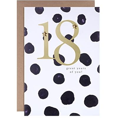 Hallmark Carte d'anniversaire 18 ans – Texte contemporain à pois Hallmark Carte d'anniversaire 18 ans – Texte contemporain à pois