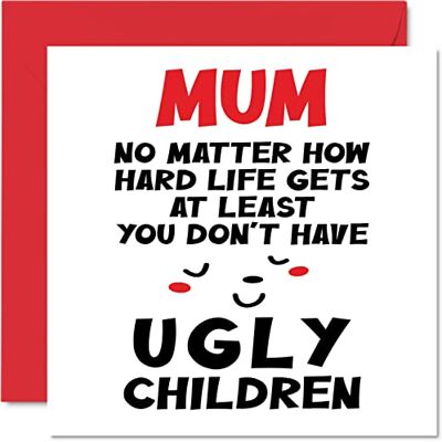 Stuff4 Cartes d'anniversaire amusantes pour maman – Maman Ugly Children – Carte d'anniversaire pour maman de la part de sa fille, fils, cadeaux d'anniversaire pour mère, 145 mm x 145 mm, cartes de vœux pour Stuff4 Cartes d'anniversaire amusantes pour maman – Maman Ugly Children – Carte d'anniversaire pour maman de la part de sa fille, fils, cadeaux d'anniversaire pour mère, 145 mm x 145 mm, cartes de vœux pour