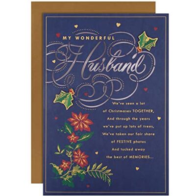 Hallmark Carte de Noël pour mari – Design classique avec message sincère Hallmark Carte de Noël pour mari – Design classique avec message sincère