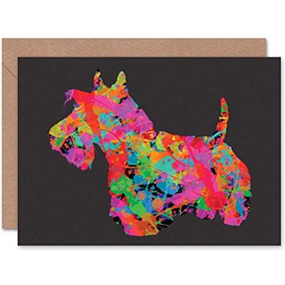 Wee Blue Coo Carte de vœux scellée avec enveloppe intérieure vierge Motif terrier écossais Wee Blue Coo Carte de vœux scellée avec enveloppe intérieure vierge Motif terrier écossais