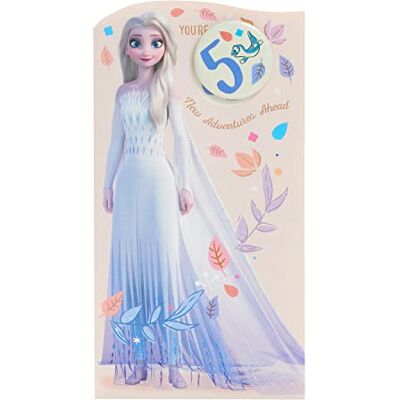 UK Greetings Disney Carte d'anniversaire 5 ans pour fille avec enveloppe Motif La Reine des Neiges avec Elsa UK Greetings Disney Carte d'anniversaire 5 ans pour fille avec enveloppe Motif La Reine des Neiges avec Elsa