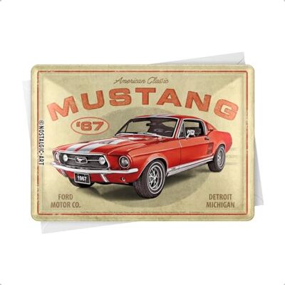 Mini carte postale en tôle rétro 10 x 14 cm Ford Mustang – GT 1967 Red – Idée de cadeau pour les fans des accessoires Ford Mini carte postale en tôle rétro 10 x 14 cm Ford Mustang – GT 1967 Red – Idée de cadeau pour les fans des accessoires Ford