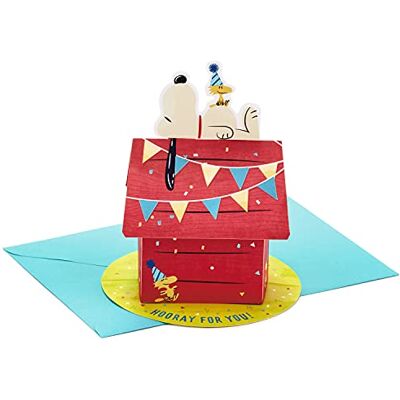 Hallmark Paper Wonder Peanuts Carte d'anniversaire pop-up Motif Snoopy Dog House Hallmark Paper Wonder Peanuts Carte d'anniversaire pop-up Motif Snoopy Dog House