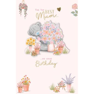 Me To You Carte d'anniversaire de luxe pour maman « For the Best Mum… on Your Birthday » avec motif ours et fleurs avec détails dorés, 15,2 x 22,9 cm Me To You Carte d'anniversaire de luxe pour maman « For the Best Mum… on Your Birthday » avec motif ours et fleurs avec détails dorés, 15,2 x 22,9 cm