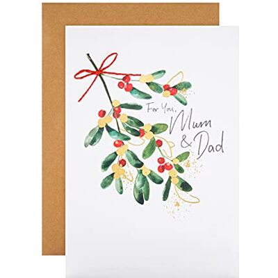 Hallmark Carte de Noël pour maman et papa Motif feuilles et baies Hallmark Carte de Noël pour maman et papa Motif feuilles et baies