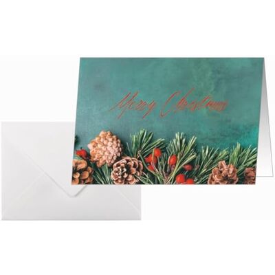Sigel DS642 Lot de 25 cartes de Noël, motif branches de sapin, vert/marron/rouge, format A6, avec enveloppes Sigel DS642 Lot de 25 cartes de Noël, motif branches de sapin, vert/marron/rouge, format A6, avec enveloppes
