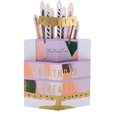 Hallmark Carte d'anniversaire 3D et pop up, motif gâteau, rose, violet, doré Hallmark Carte d'anniversaire 3D et pop up, motif gâteau, rose, violet, doré