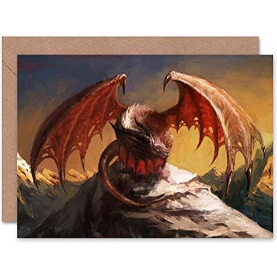 Wee Blue Coo Carte d'anniversaire vierge Motif Dragon Montagnes S Wee Blue Coo Carte d'anniversaire vierge Motif Dragon Montagnes S