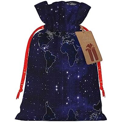 FRESQA Sacs de cadeau de Noël de carte du monde de Noël, sacs réutilisables de bonbons de Noël pour des cadeaux, fête de Noël, vacances FRESQA Sacs de cadeau de Noël de carte du monde de Noël, sacs réutilisables de bonbons de Noël pour des cadeaux, fête de Noël, vacances