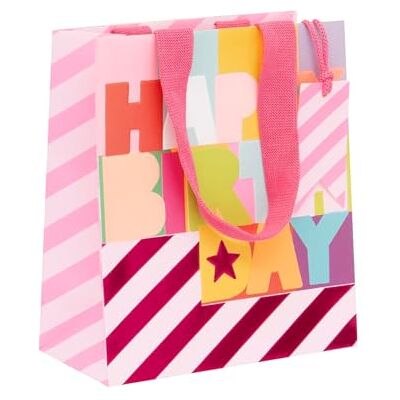 GLICK Sac cadeau de taille moyenne, fuchsia fluo, 225 x 200 x 100 mm, sac de luxe recyclable pour anniversaire et célébration GLICK Sac cadeau de taille moyenne, fuchsia fluo, 225 x 200 x 100 mm, sac de luxe recyclable pour anniversaire et célébration